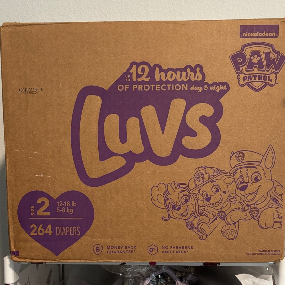 Luvs Paw Patrol Diapers - Size 2, 264 Count, Brown and Purple